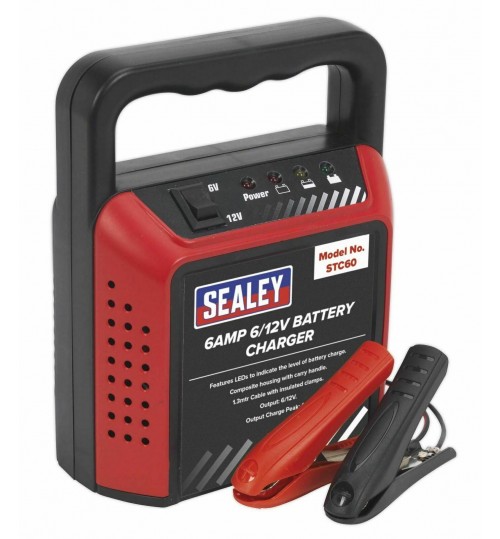 STC60 Sealey Battery Charger 6/12V 6Amp 230V Automatic